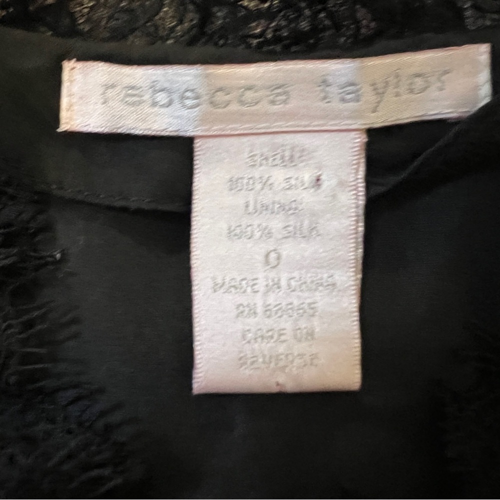 Rebecca Taylor Black Silk midi Dress with Lace Trim – Size 0 lbd XS %100 silk - Picture 8 of 11